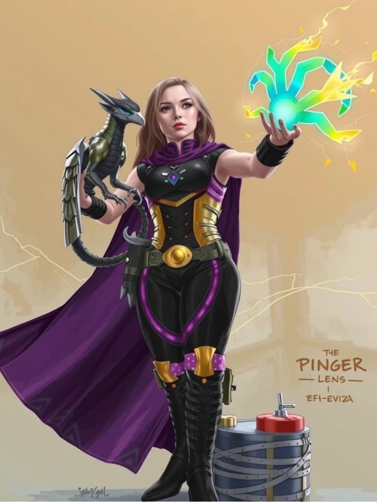 Elf Technomancer with Lightning Bolt in Comic Art Style