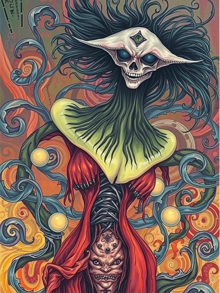 Surreal Void Demoness Unfurls in Dreamlike Bloom