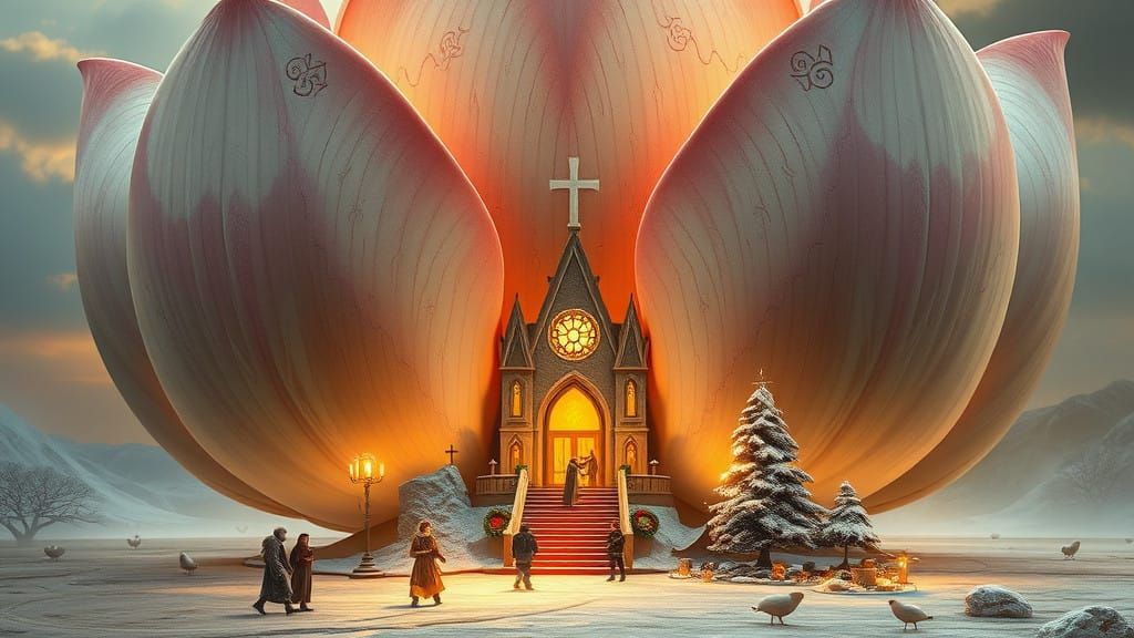 Resplendent Lotus in Winter Wonderland: Majestic Dreamscapes...