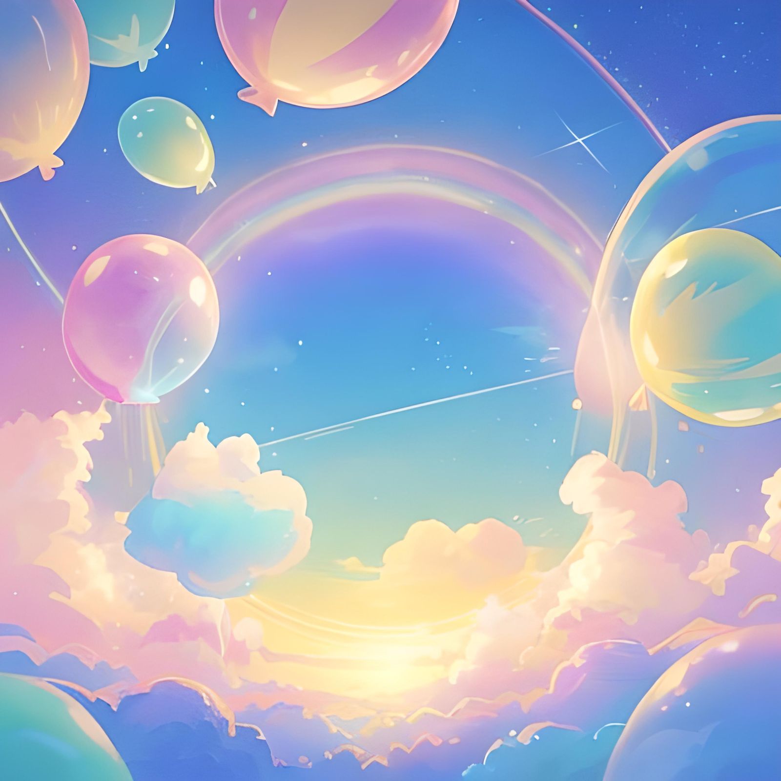 Food Balloons Floating in a Candy Sky