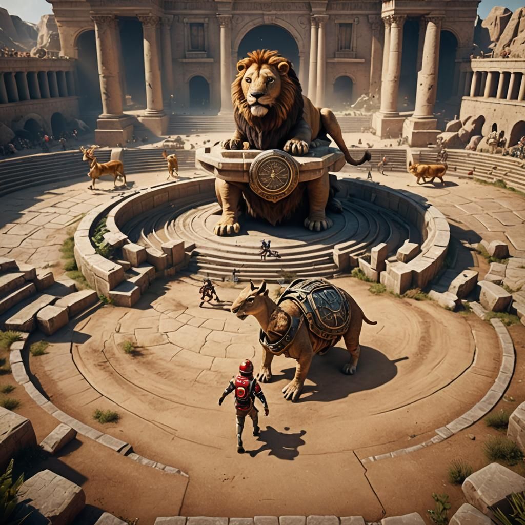 Animals Compete in Amphitheater Olympiad: 3D Game Cinematic