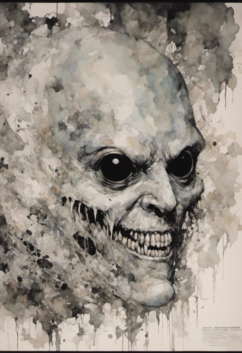 Psychedelic Horror Leech Face with Compound Eyes