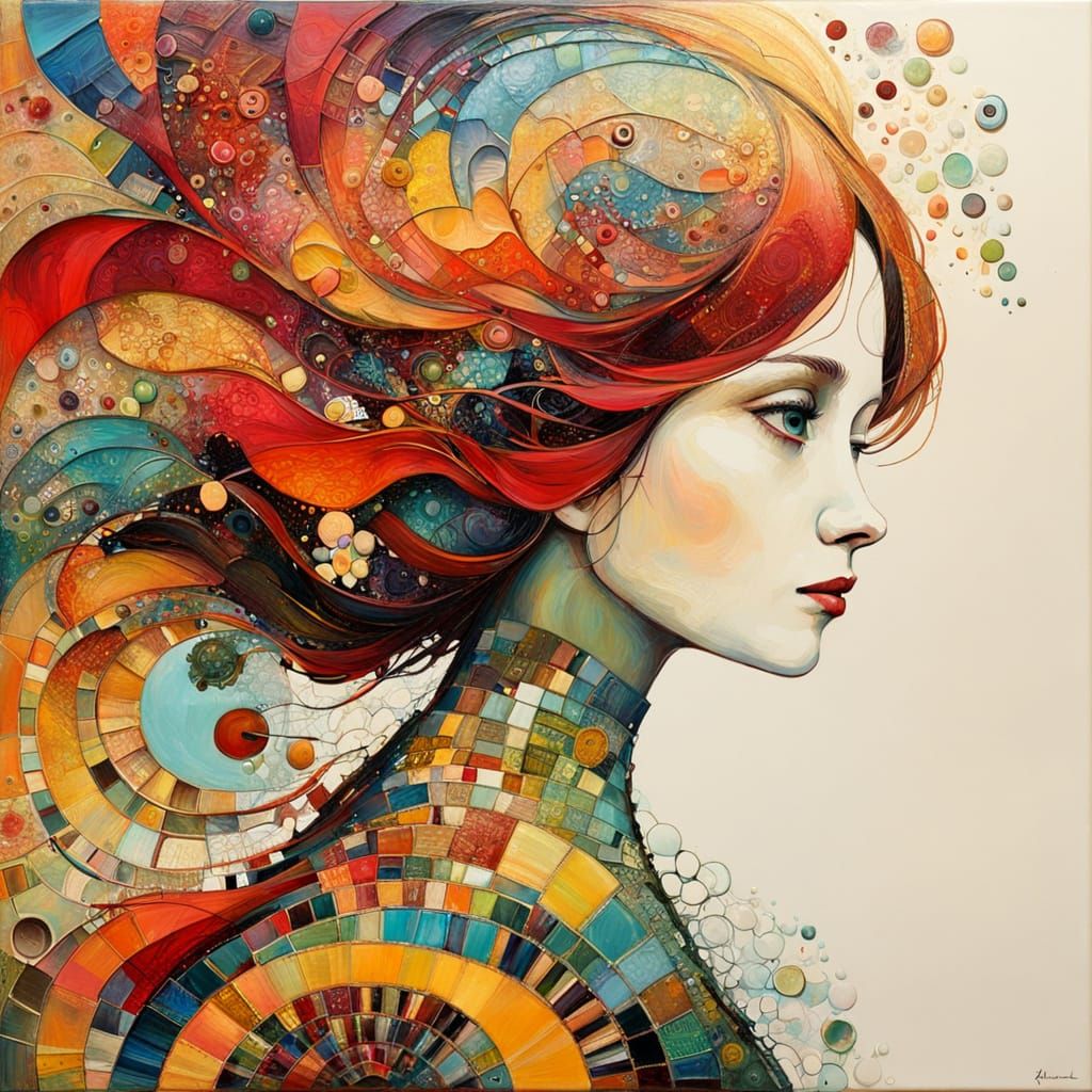 Abstract Fractal Wave Painting with Thick Textured Paint