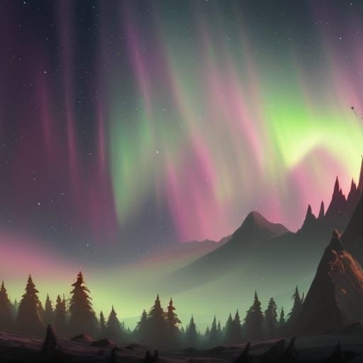 Spectacular Aurora Borealis Under Starry Sky