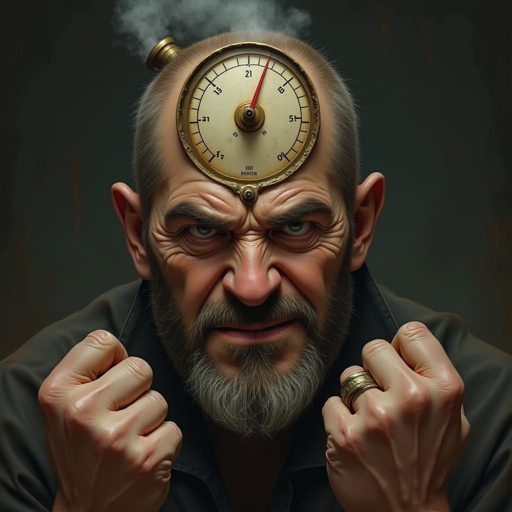 Tense Industrial Worker Hides Anger Behind Calm Face