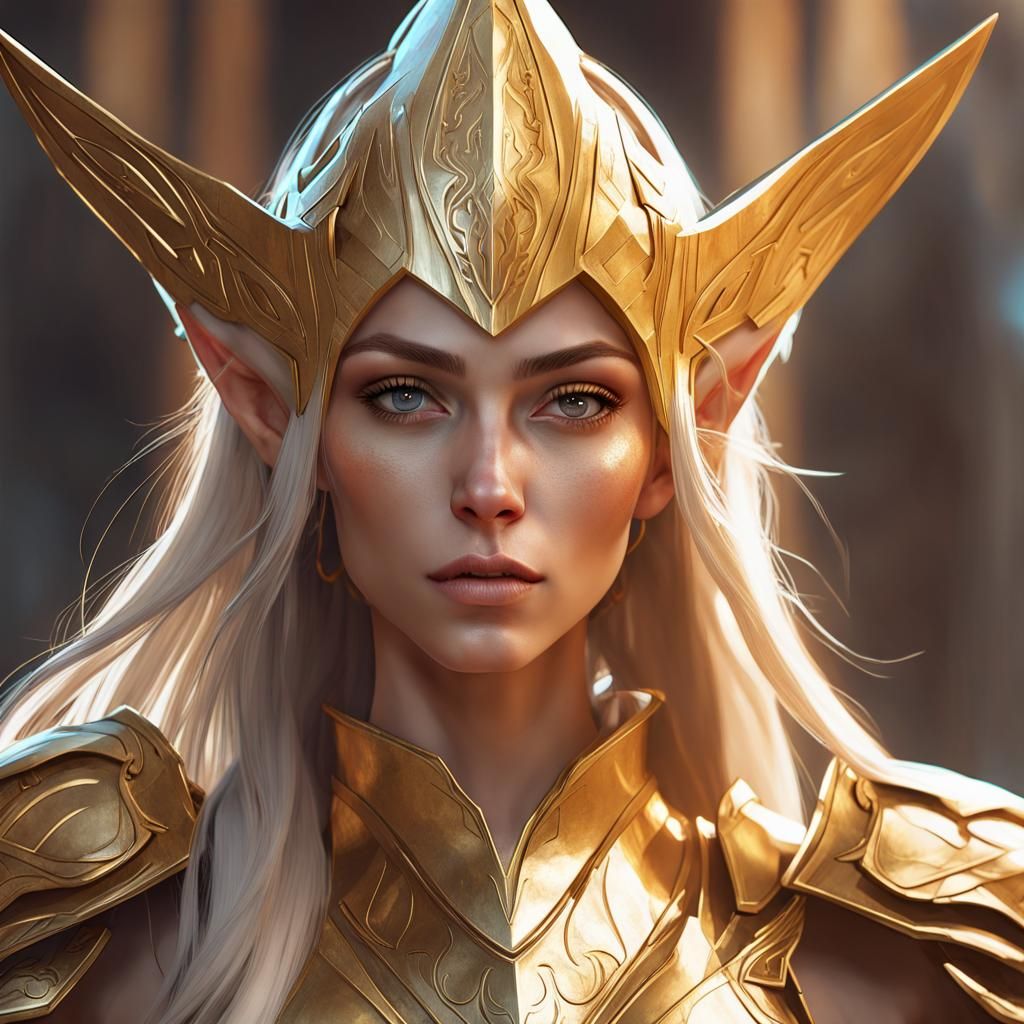 High Elf Warrior in Golden Armor