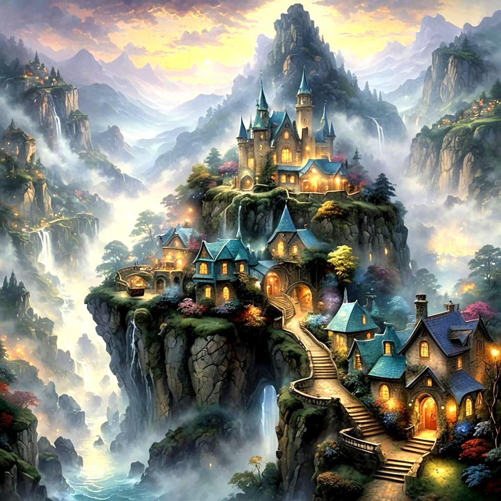 Ethereal Fata Morgana Mirage in Fantasy Landscape