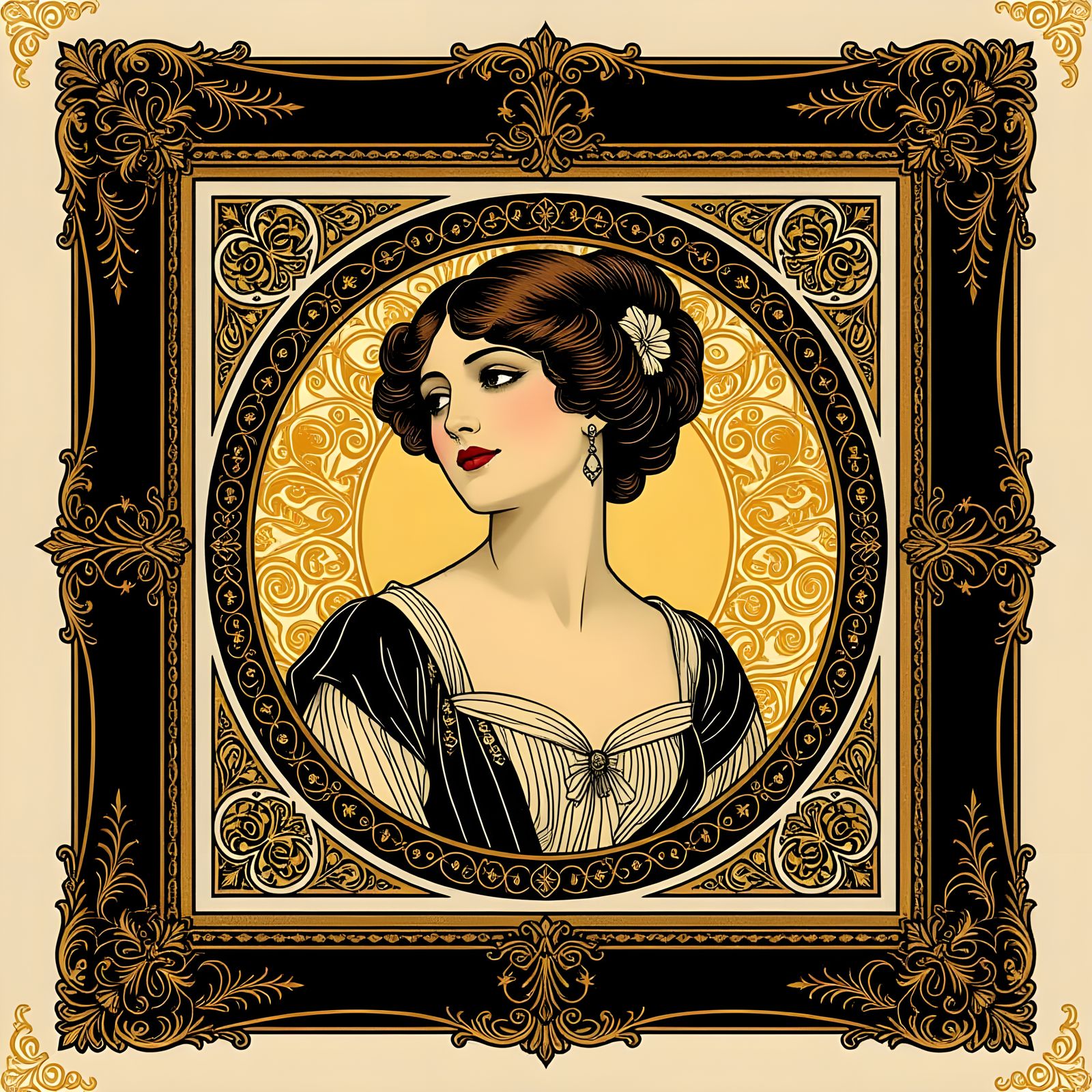 Luxurious Black and Gold Ornate Frame