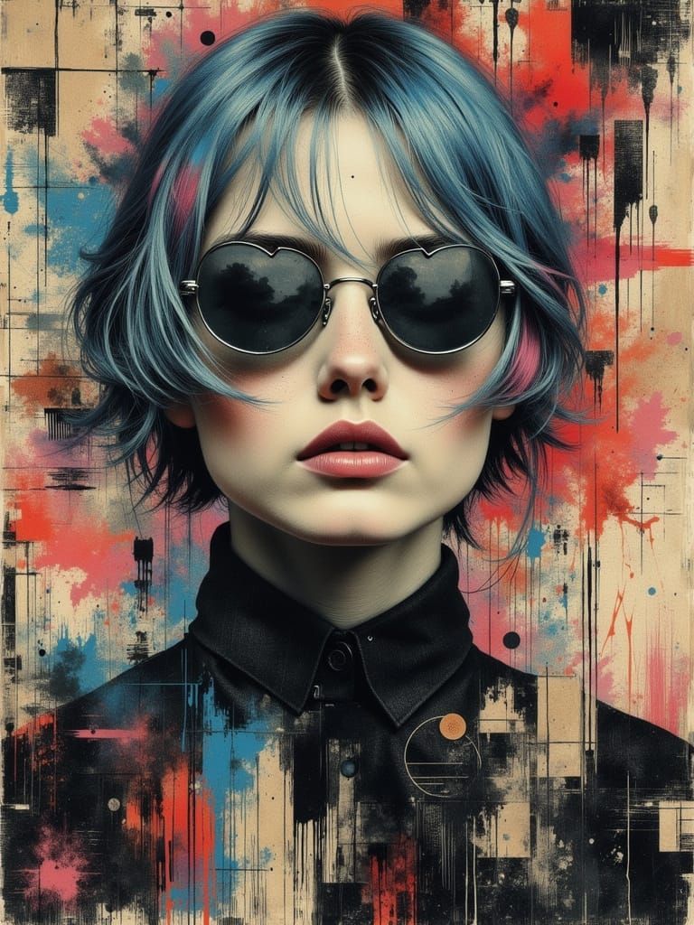 Gothic Portrait of Woman with Pastel Hair