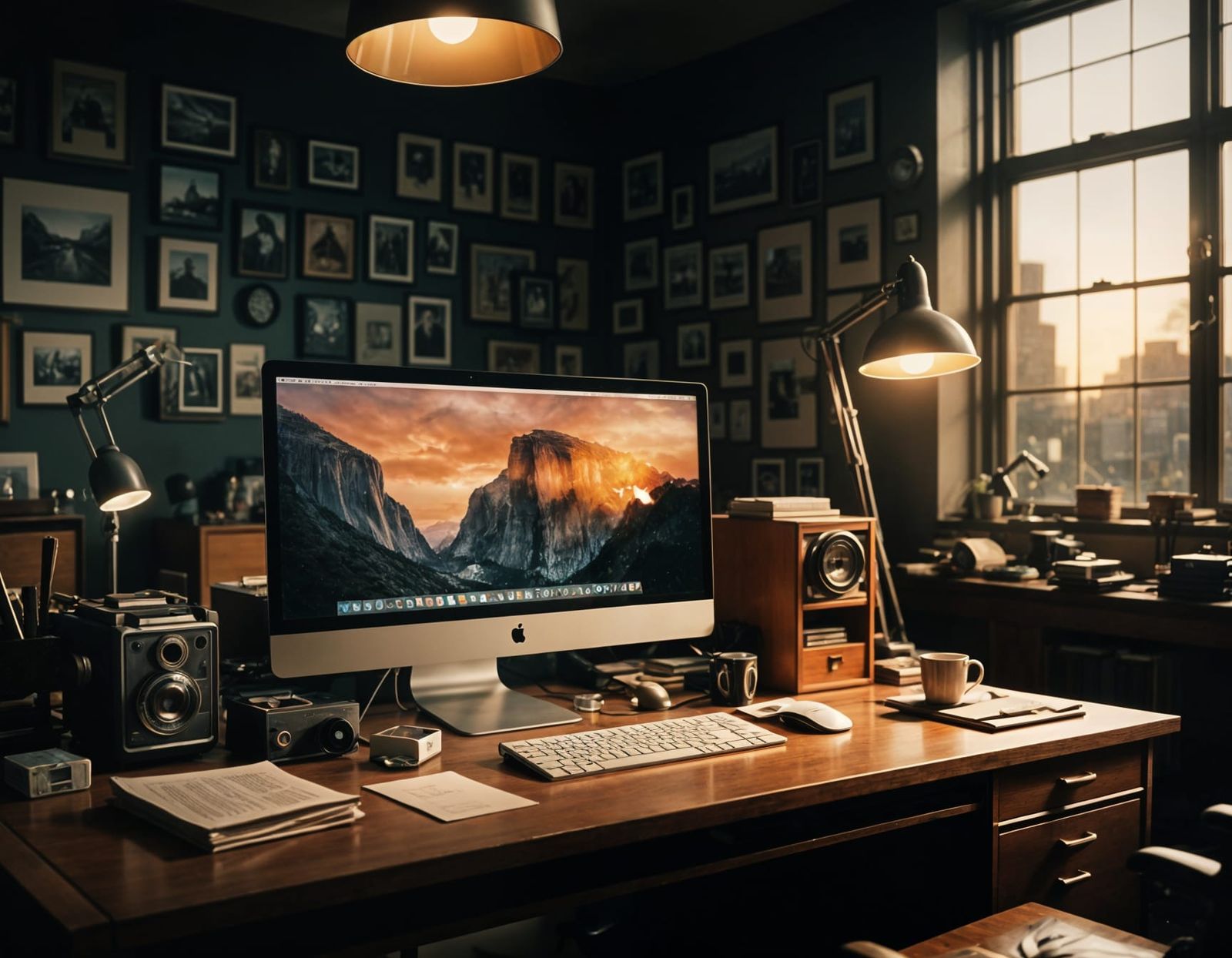 Vintage Office Masterpiece: Cinematic Film Still