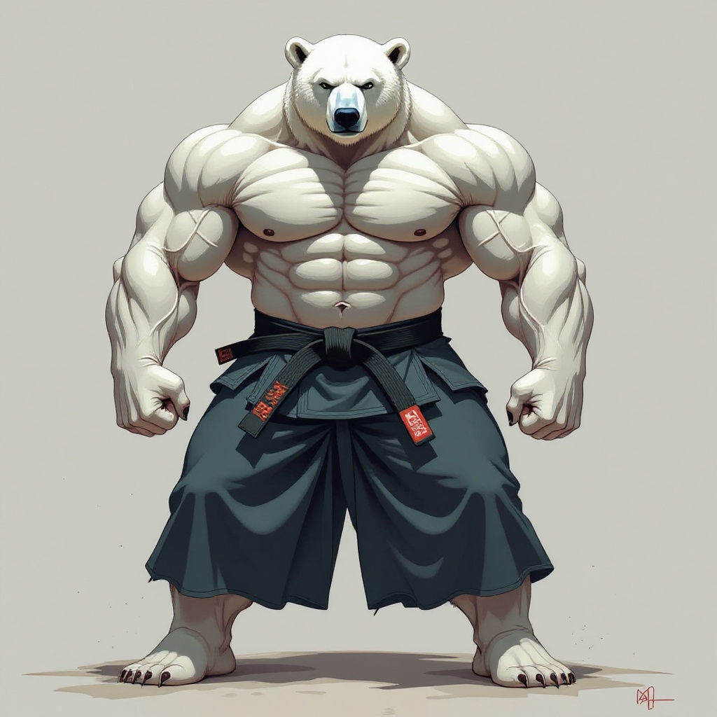 Muscular Polar Bear Aikido Master