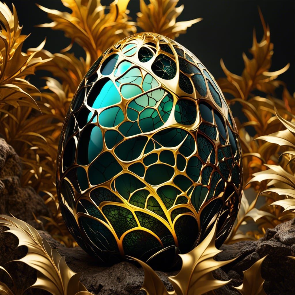 Translucent Dragon Egg with Fractal Cracks