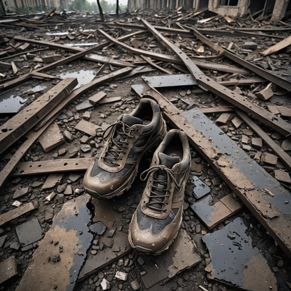 Lonely Shoe in a Ruined Metropolis