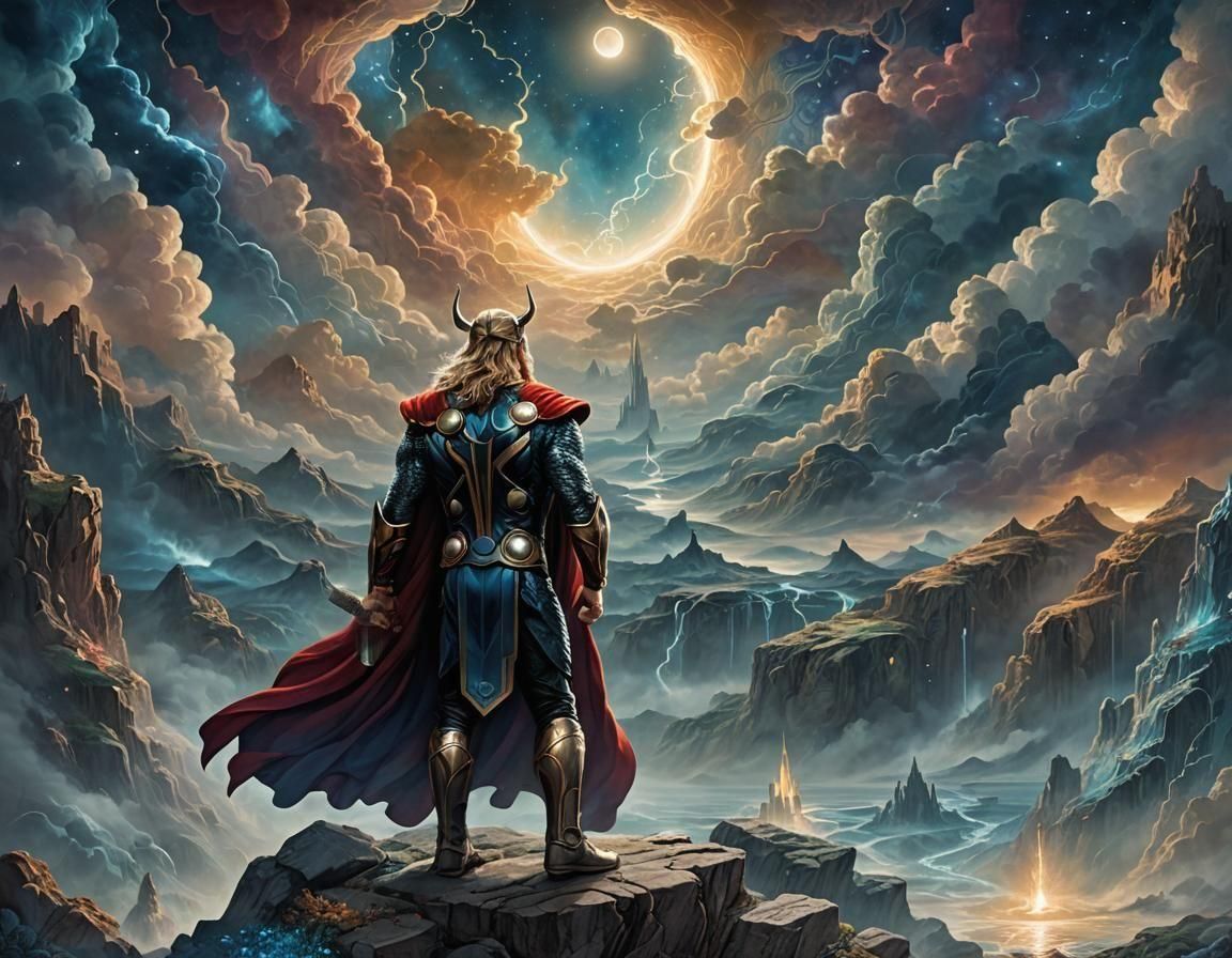 Thor in Dreamscape Landscape, Victorian Style
