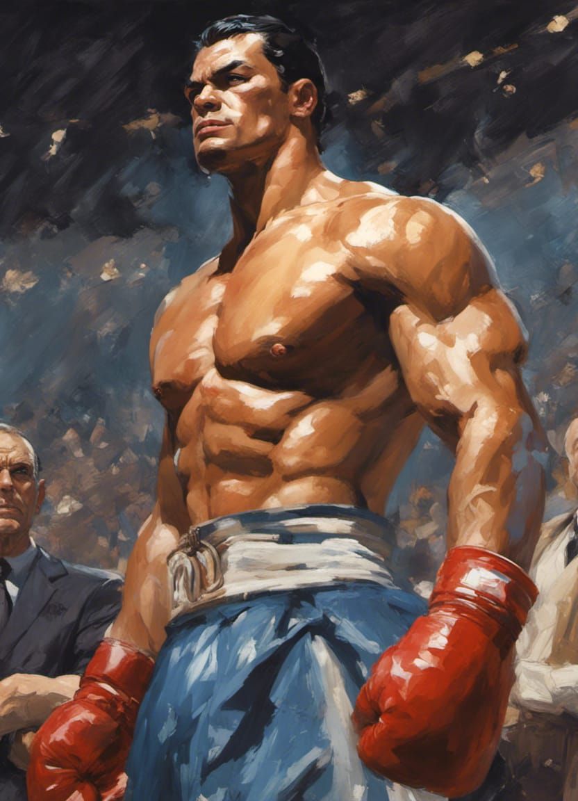 Handsome Boxer Concept Art in Detailed Matte Painting