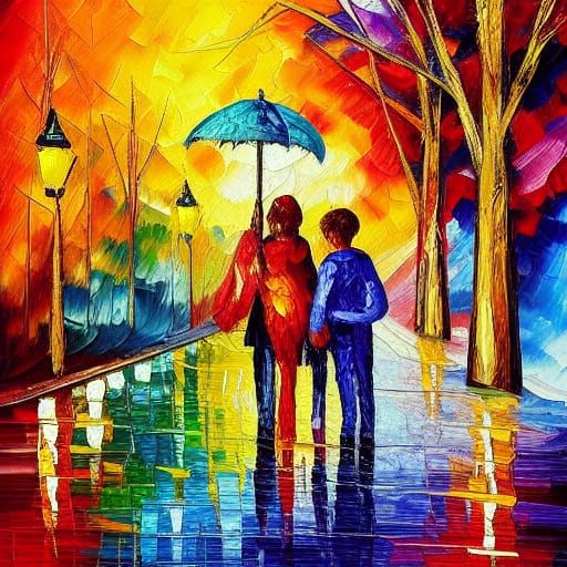 Colorful Expressionist Painting with Thick Impasto Textures