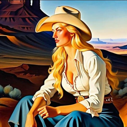 Cowgirl Campfire in Monument Valley: Romanticism Art