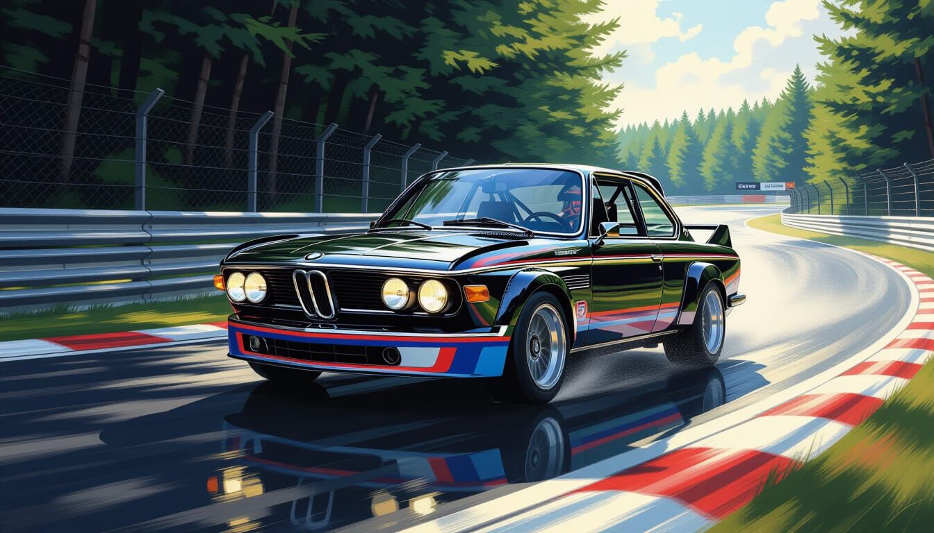 Hyperrealistic 1972 BMW CSL Racing on Nürburgring