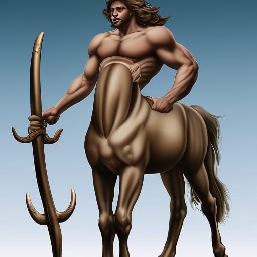 A full screen, full body, male centaur from greek mythology,with the face of Apollo, centaur horse, centaur warrior, f...
