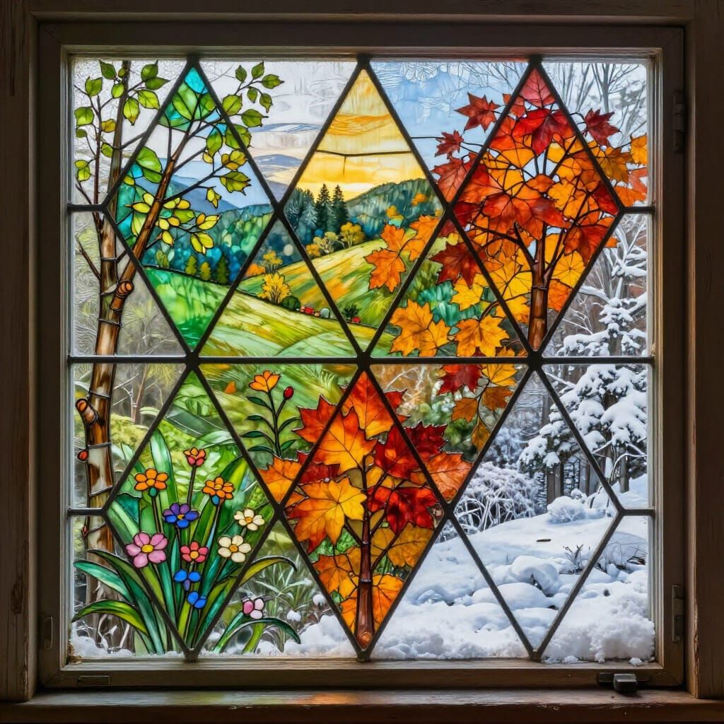 Four Seasons Window Pane Art