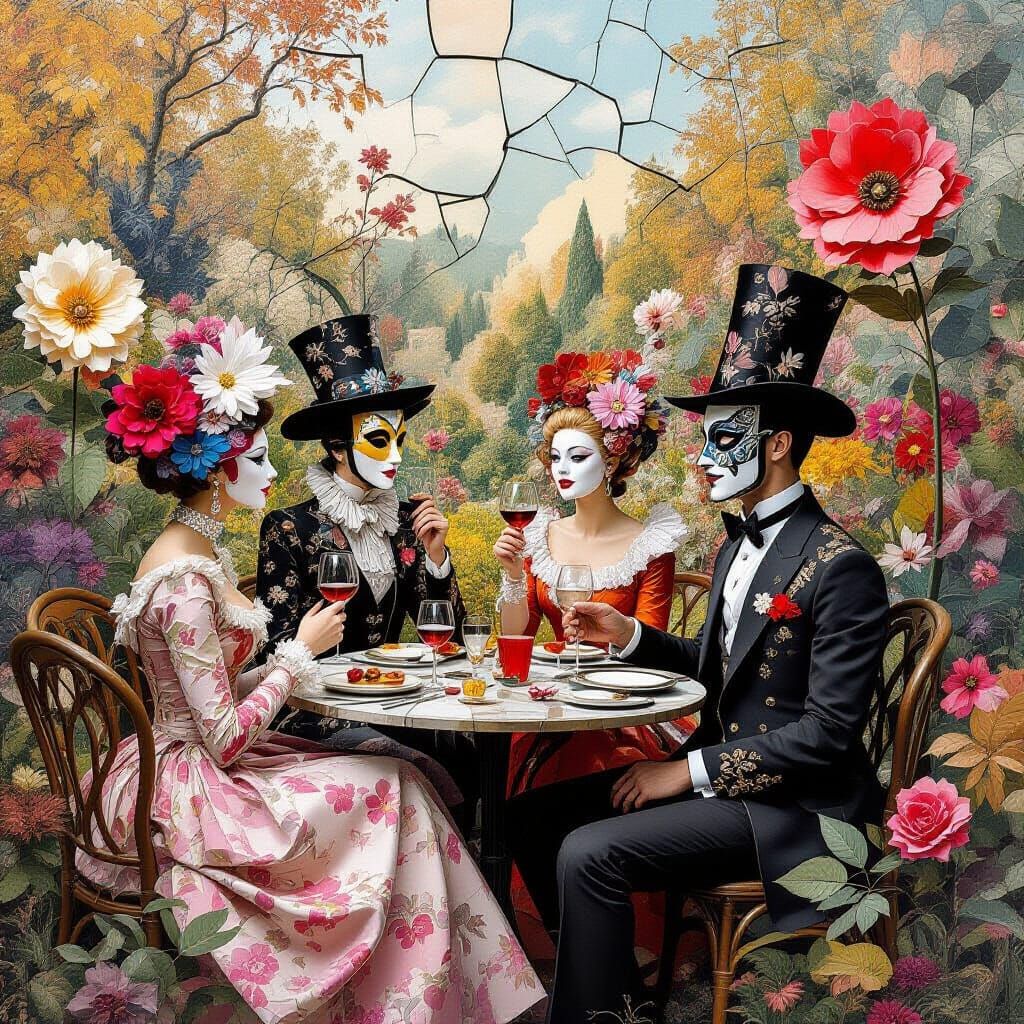 Surreal Garden Party: A Dreamlike Autumn Collage