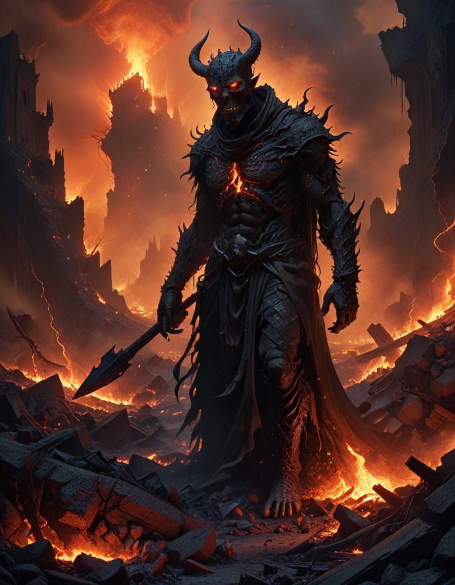 Hellish Beings in Tormented Landscape