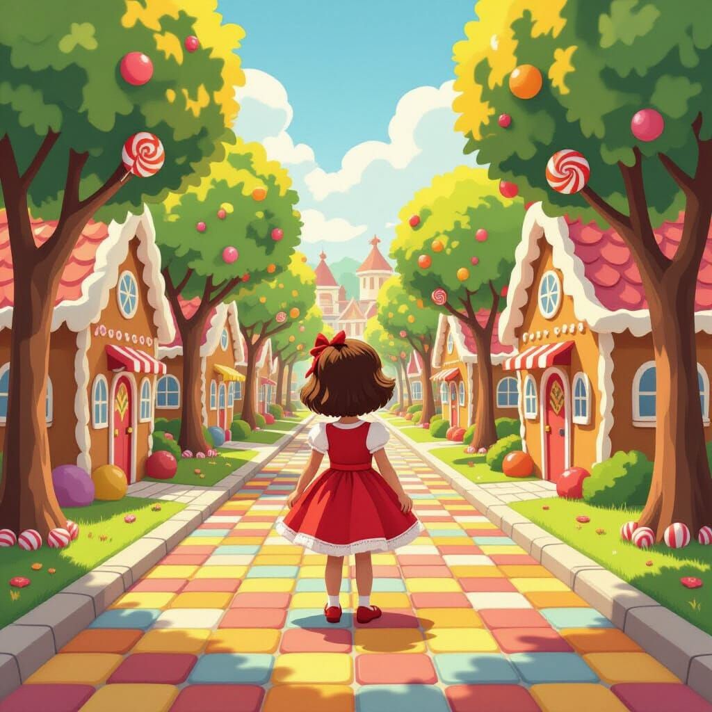 Girl in Candy Kingdom Cartoon Style