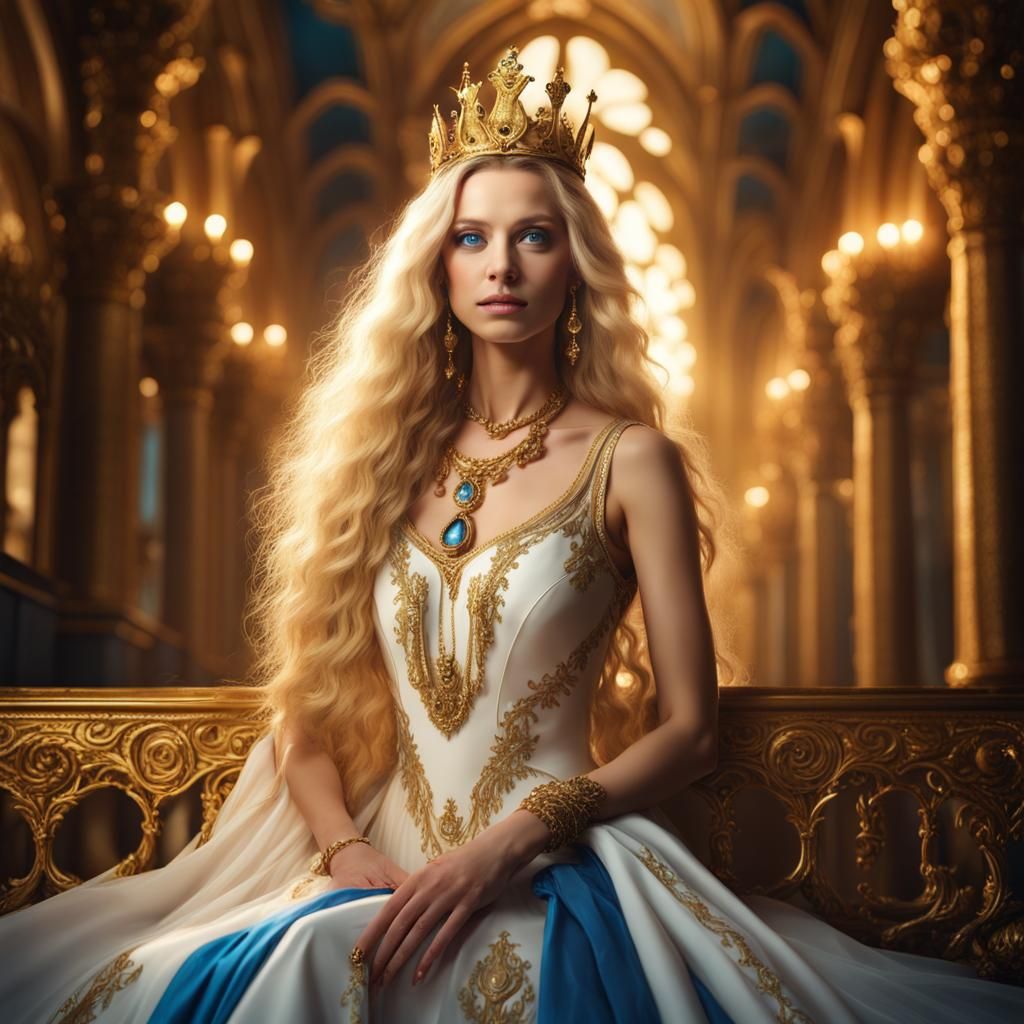 Queen of Light in Golden Castle: Fantasy Digital Art