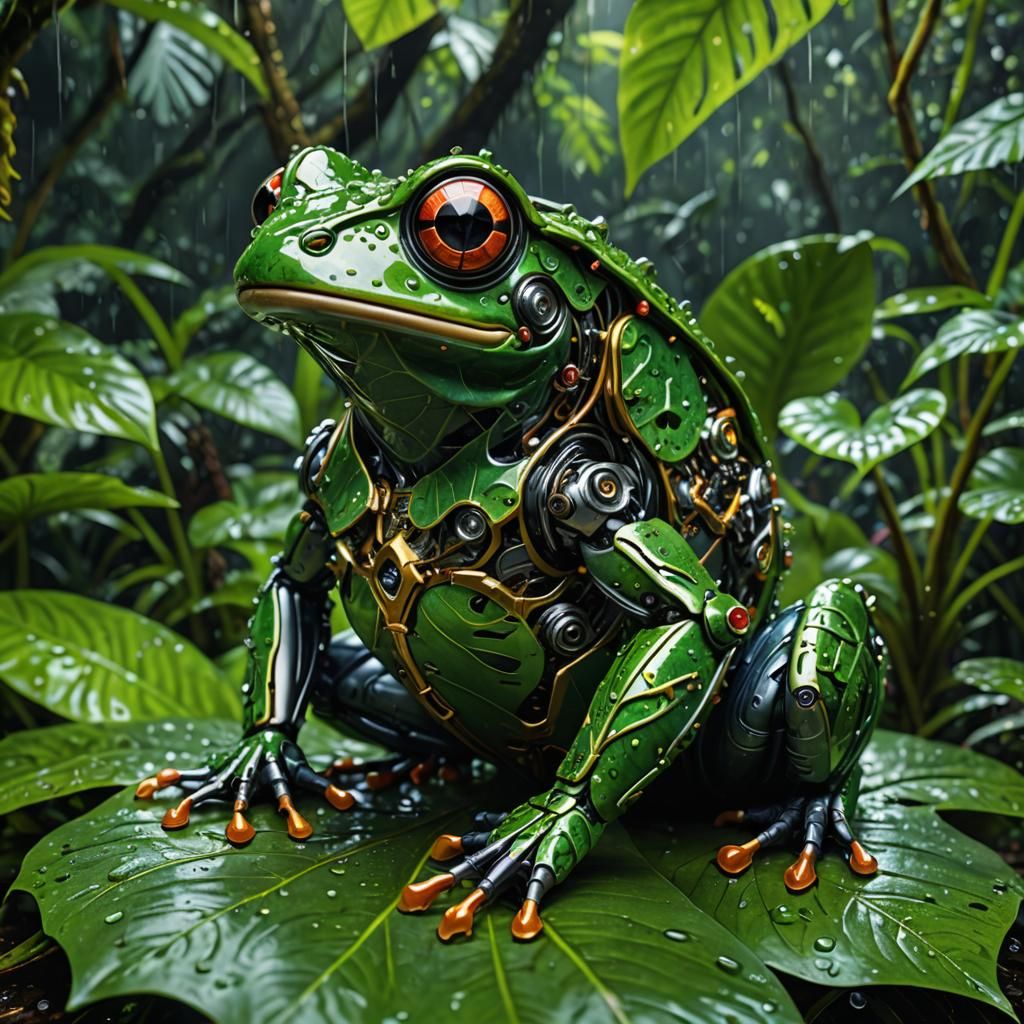 Rainforest Cyborg Frog Discharging Energy