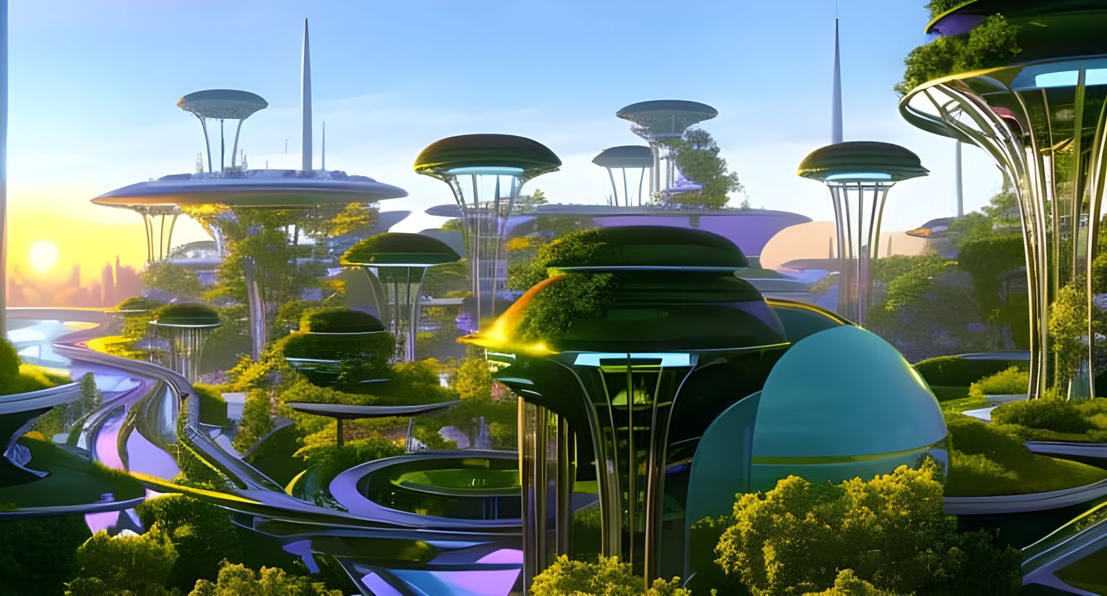 Futuristic Glass Arboretum in Cyberpunk Style