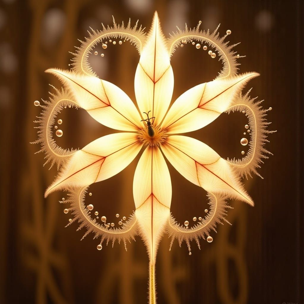 Ethereal Dew Drops Adorn Sunlit Meadow