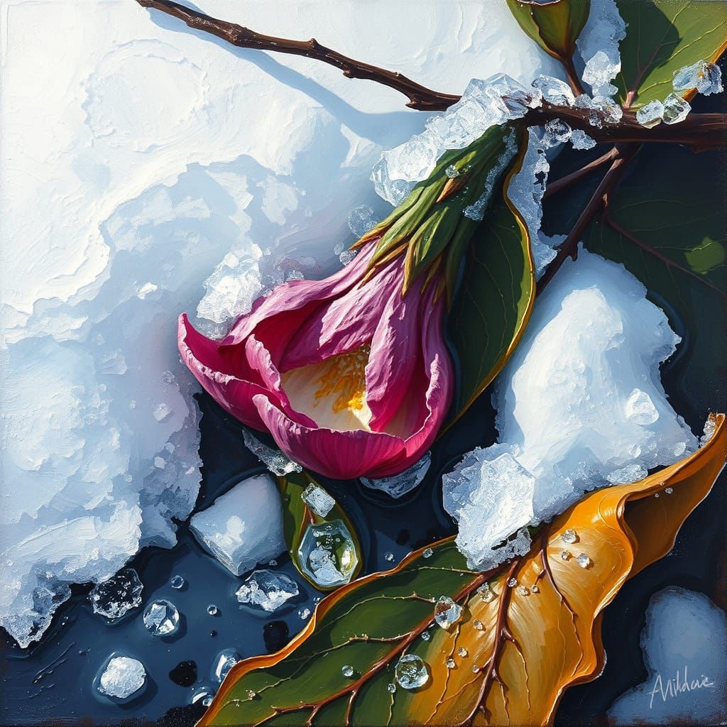 Melting Plant in Neo-Impressionist Style