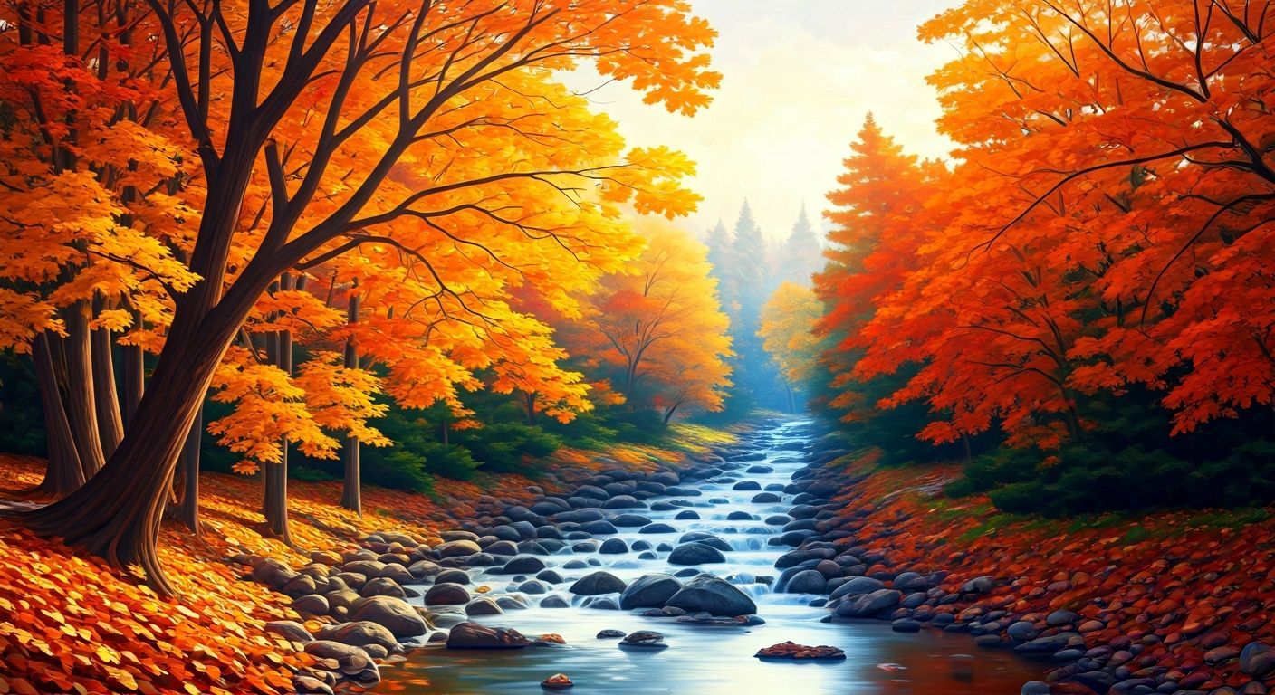 Stunning Autumn Landscape in Kinkade Style