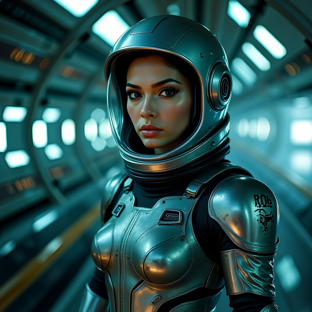 Futuristic Woman in Space Station: Sci-Fi Noir