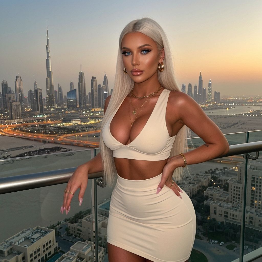 Dubai Golden Hour: Photorealistic Portrait of Woman