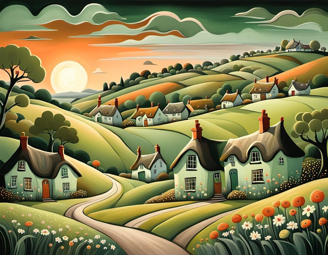 Country Landscape at sunset