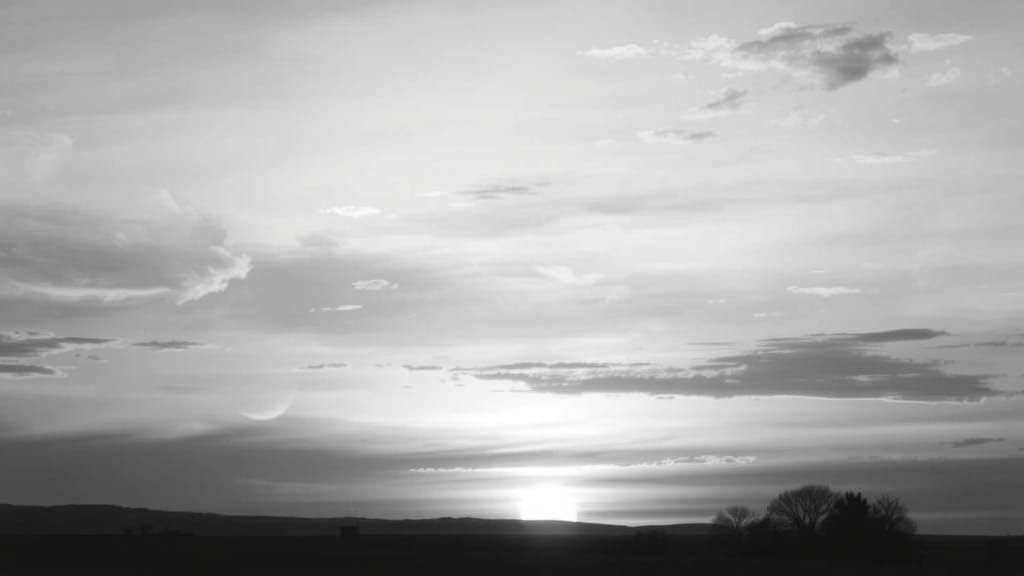 Black and White Sunset Landscape in Fine Art Style