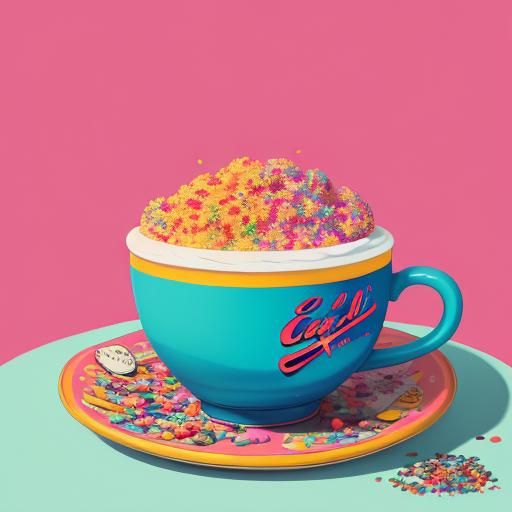 Pop Art Girl with Espresso in Candy Land