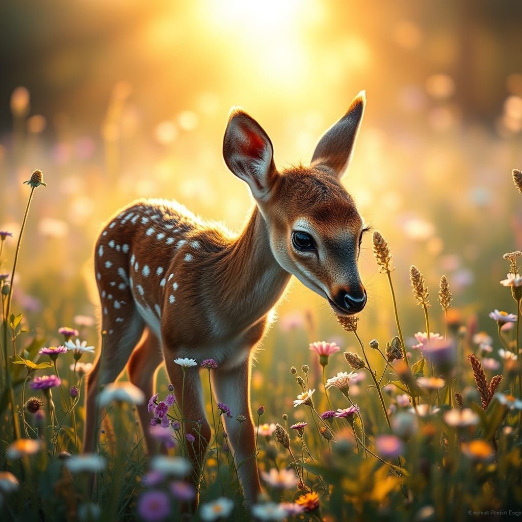 Morning Meadow Serenity in Watercolor Style