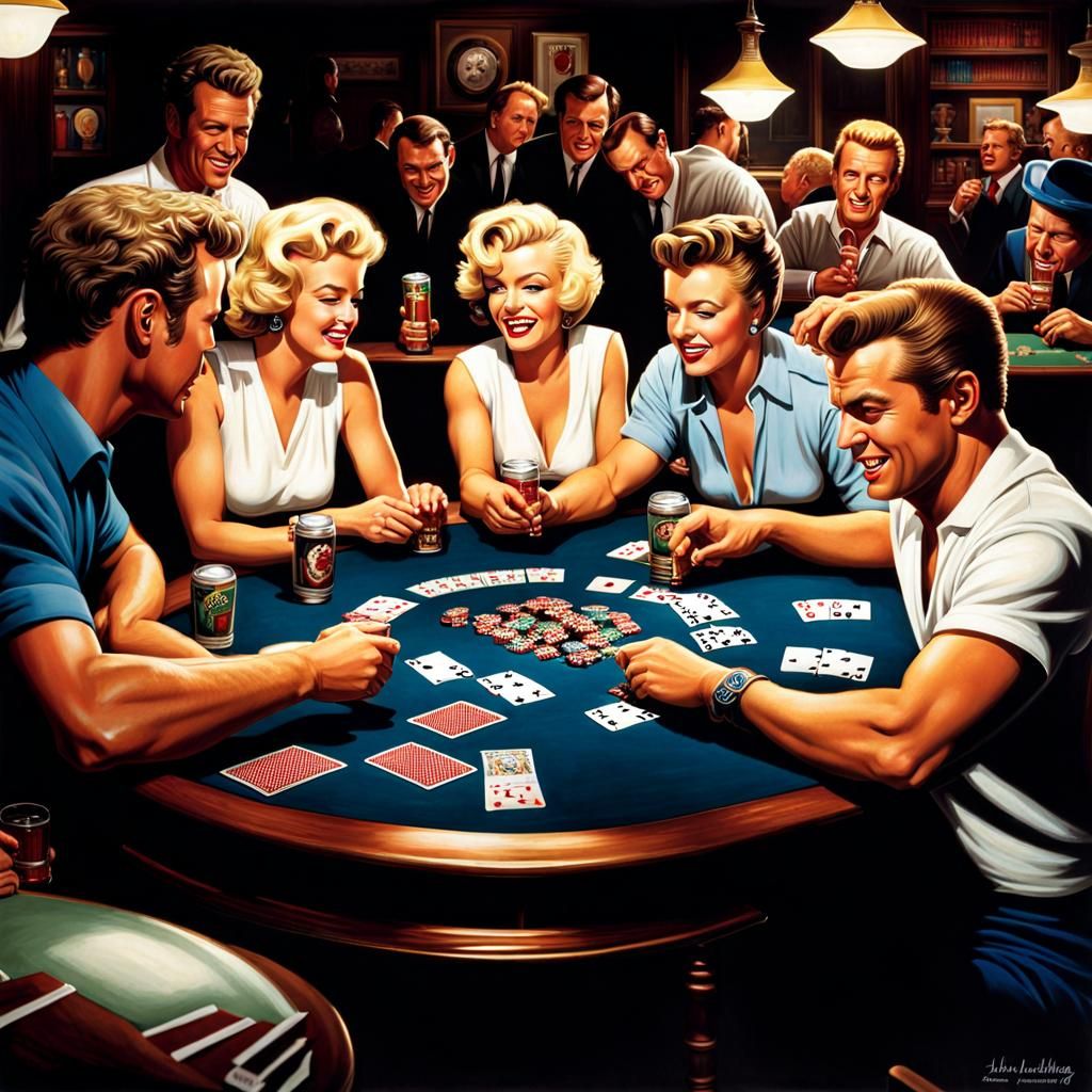 Marilyn Monroe & James Dean relying on their luck to play Texas Holdem poker