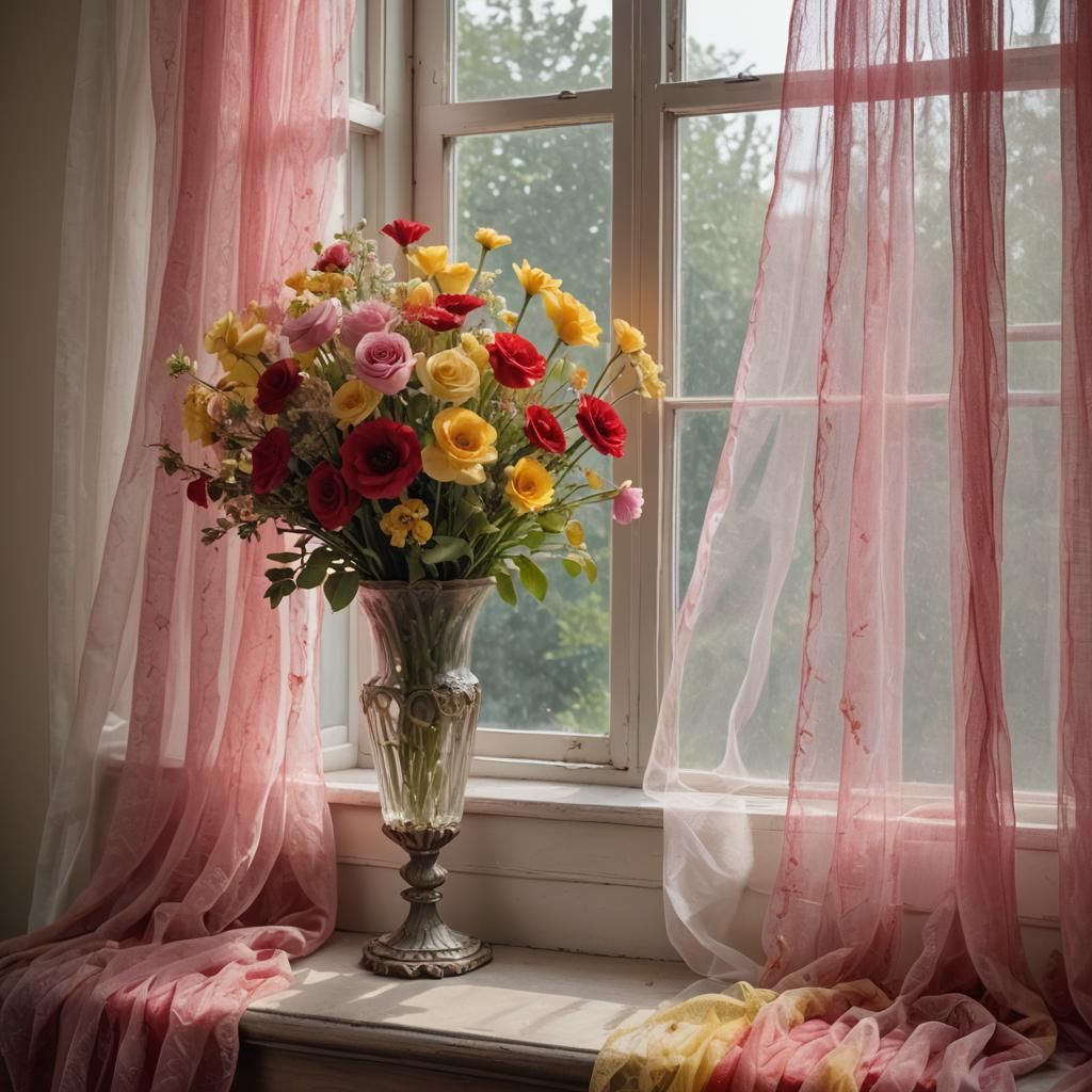 Victorian Interior with Tulle Flowers