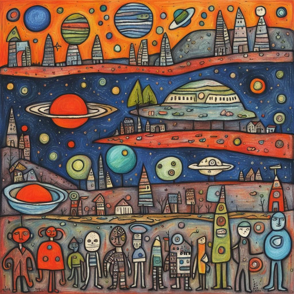 Extraterrestrial Life in Art Brut Style