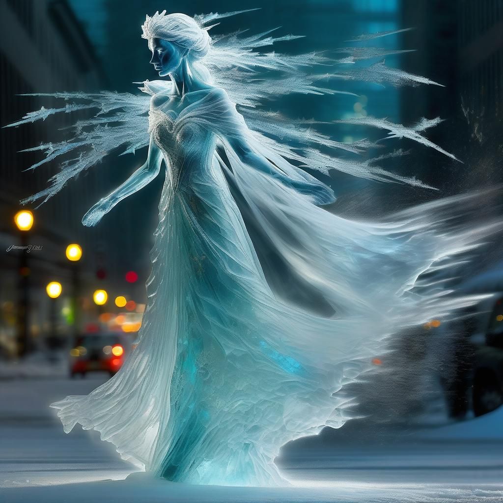 Frozen bride ice sculpture