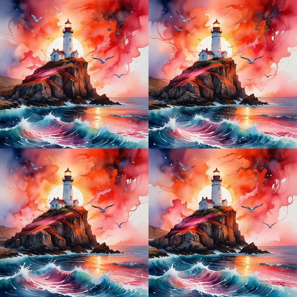 Stoic Lighthouse Illuminated by Sunset Splendor