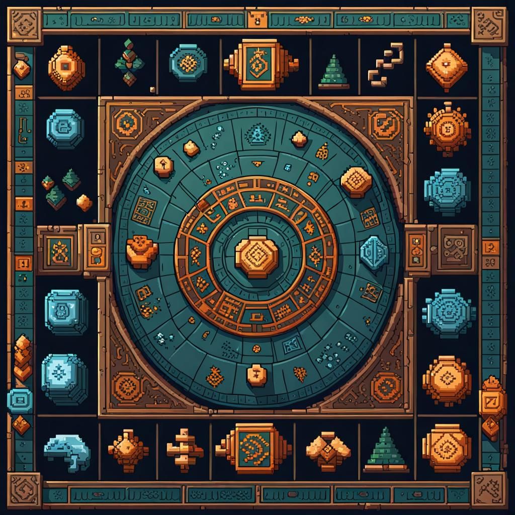 Ancient Board Game in 8-bit Pixel Art