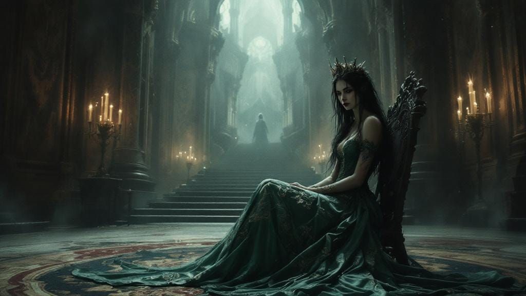 Melancholic Princess in Dimly Lit Castle