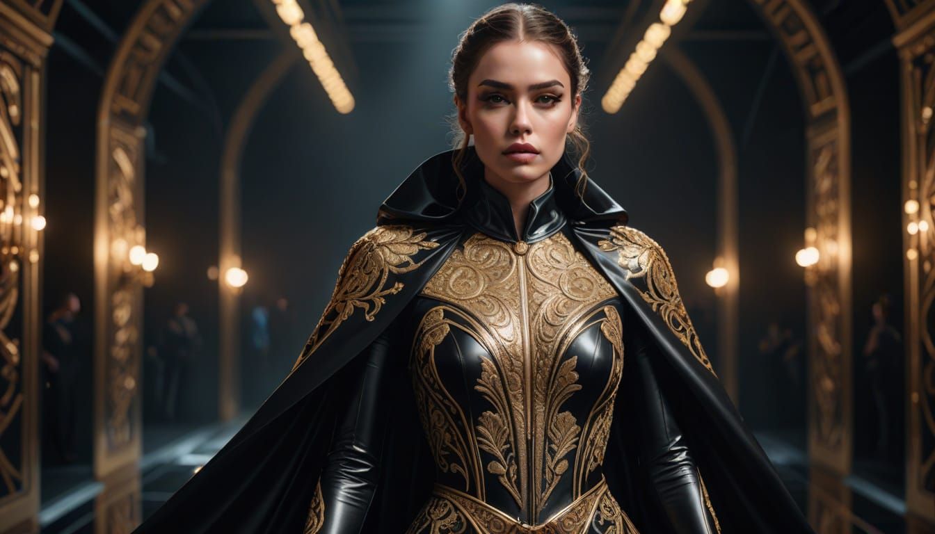 Hyper Realistic Fashion Portrait in Futuristic Latex Gown