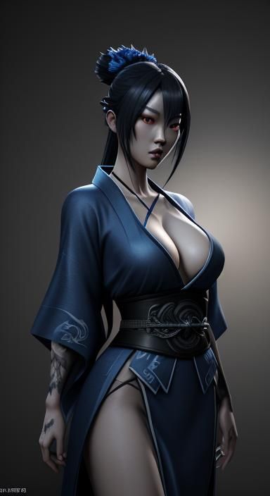 Korean Woman in Kimono: 3D Game Cinematic Render