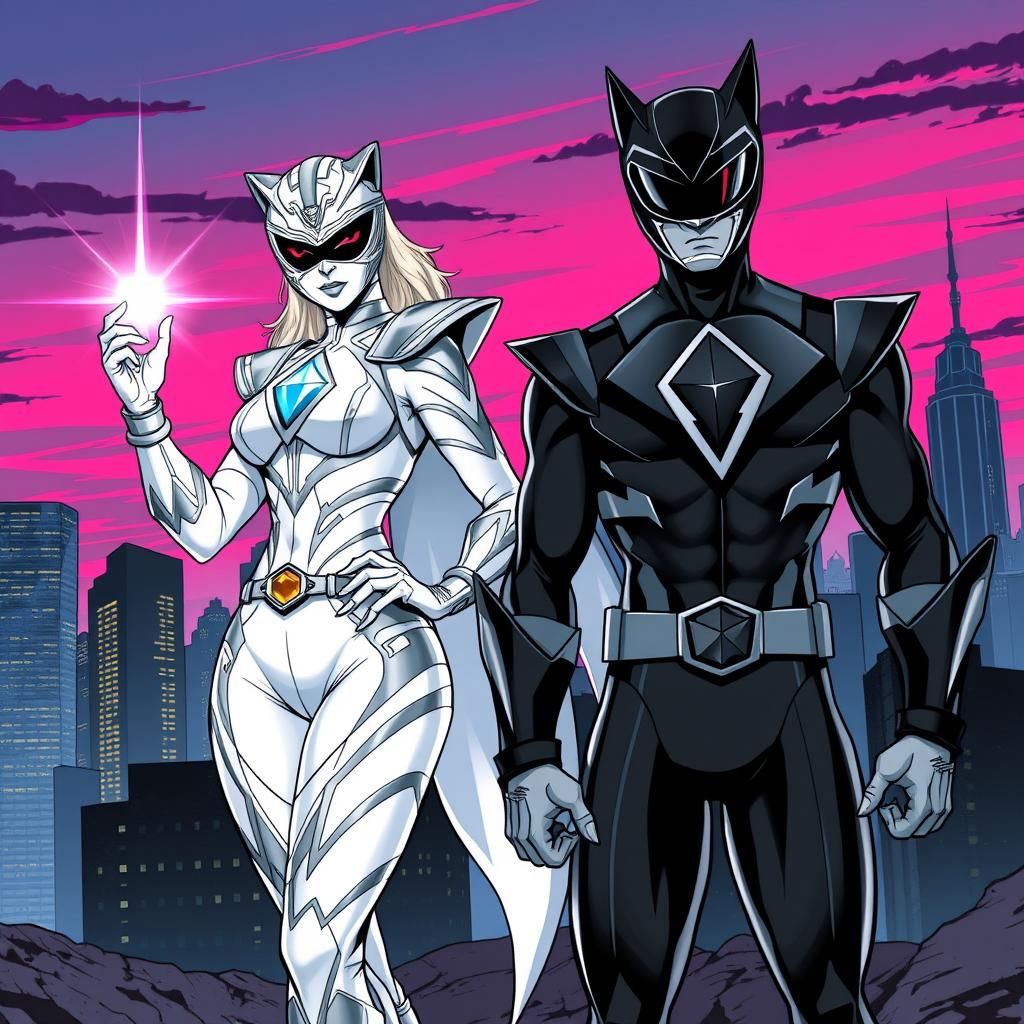 White Tiger Tiger power ranger in white with crystal attache...