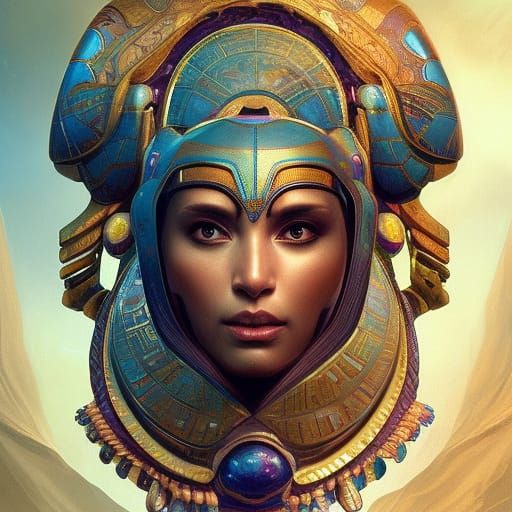 Egyptian Scarab with Mechanical Jewelry, Hyperdetailed Art